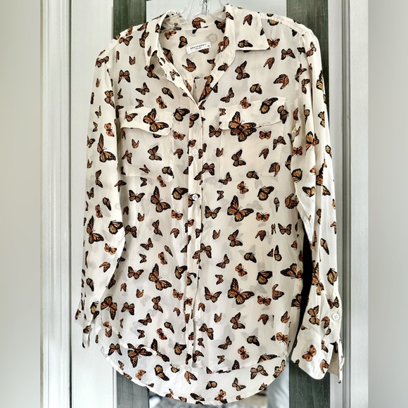 Equipment Butterfly Print Button Down Silk Shirt - Picture 3 of 11